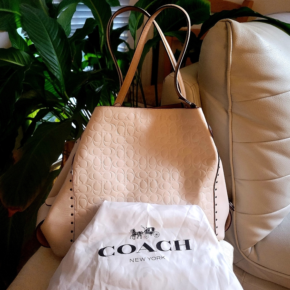 Coach Edie Embossed Signature Leather Shoulder Bag